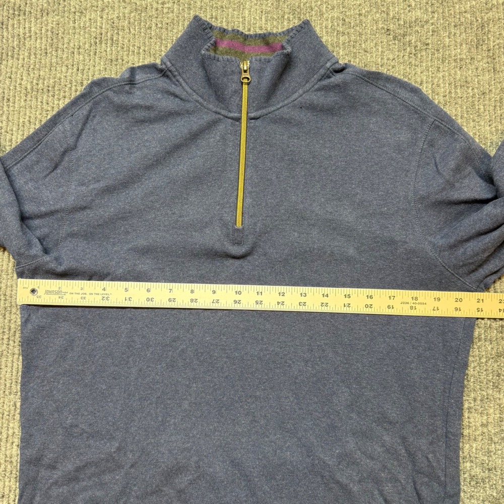 Robert Graham Blue Quarter Zip Pullover Sweater Medium Cotton Luxury Casual - Picture 5 of 12